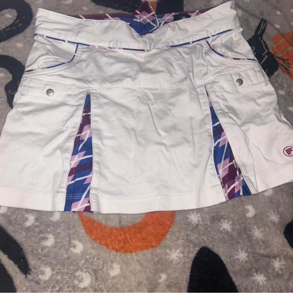 Stylish Women's White Skirt with Purple Accents